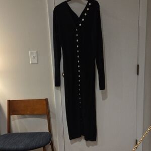 Proenza Schouler Black Knit Maxi Dress With Buttons